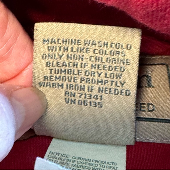 Vintage Men’s Size Large Tall Red Cotton/Polyester 1/4 Zip Sweatshirt w Pockets - Picture 8 of 8